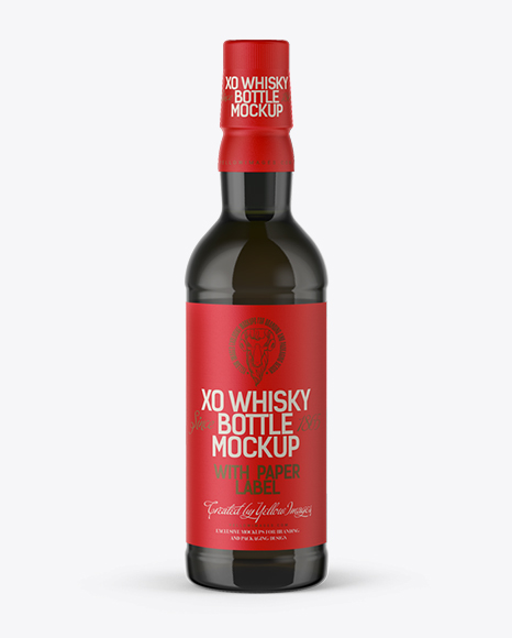 Dark Green Glass Bottle with Whisky PSD Mockup