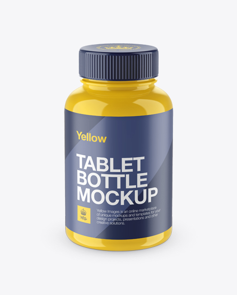 Glossy Pill Bottle PSD Mockup High-Angle Shot