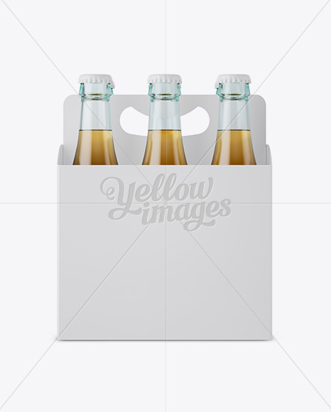 Download White Paper 6 Pack Beer Bottle Carrier Mockup - Front View in Bottle Mockups on Yellow Images ...