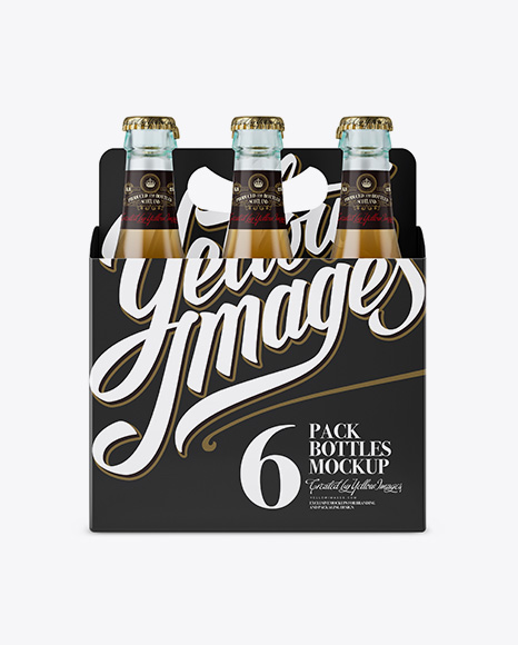 Download White Paper 6 Pack Beer Bottle Carrier Mockup - Front View in Bottle Mockups on Yellow Images ...