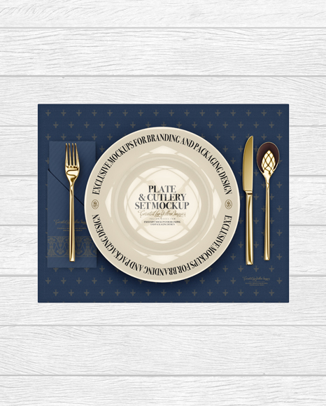 Download Plate & Cutlery Set Mockup - Top View in Object Mockups on ...