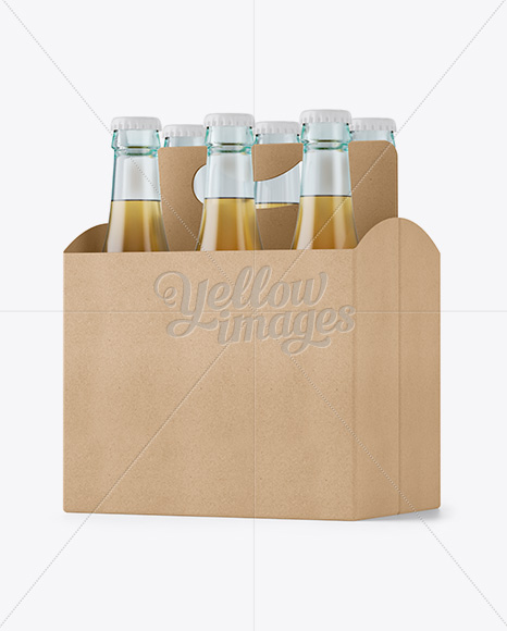 Download Kraft Paper 6 Pack Beer Bottle Carrier Mockup - Halfside View in Bottle Mockups on Yellow Images ...