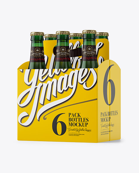 Download Paper 6 Pack Green Bottle Carrier Psd Mockup Halfside View Crear Mockups Online Yellowimages Mockups