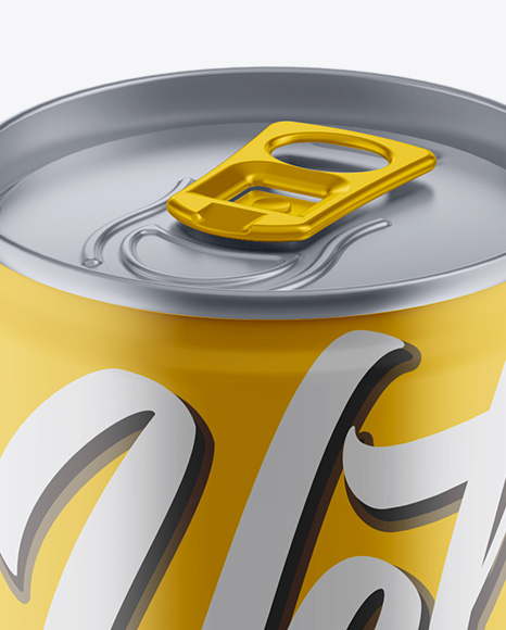 Download 250ml Matte Aluminium Can Mockup (High-Angle Shot) in Can Mockups on Yellow Images Object Mockups