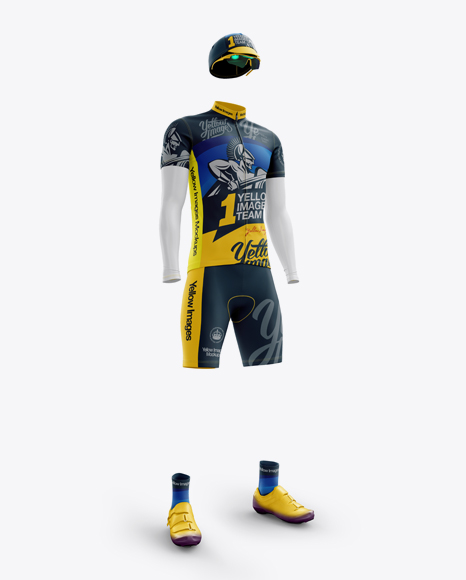 Men's Full Cycling Kit with Cooling Sleeves PSD Mockup ...