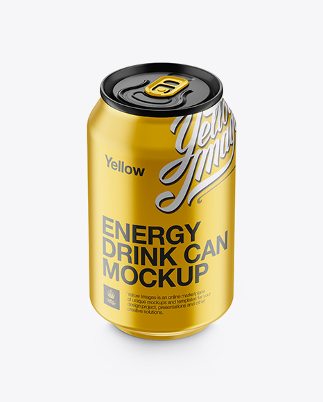 330ml Aluminium Can with Matte Finish PSD Mockup High-Angle Shot