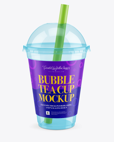 Download Empty Bubble Tea Cup Mockup - High-Angle View in Cup & Bowl Mockups on Yellow Images Object Mockups