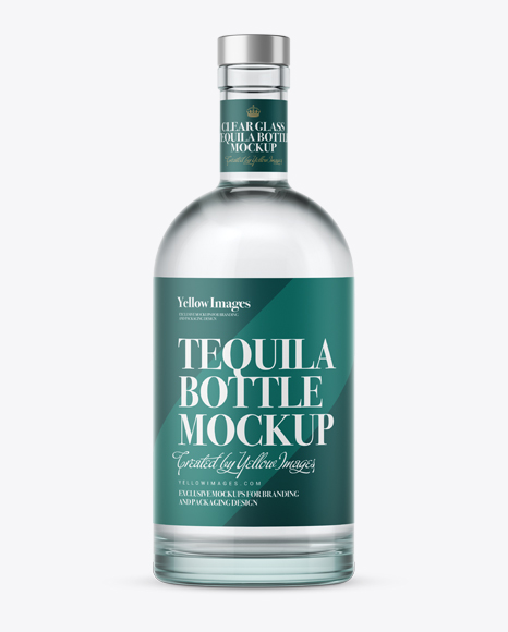 Silver Tequila Bottle Mockup in Bottle Mockups on Yellow Images Object