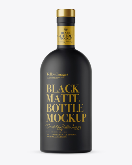 Download Black Matte Bottle Mockup - Front View in Bottle Mockups on Yellow Images Object Mockups