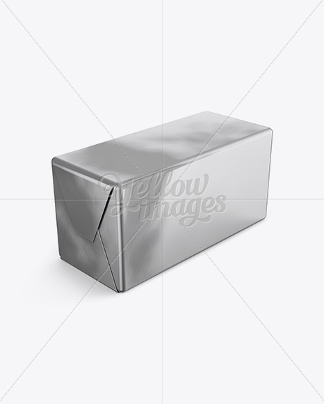 Download 250g Butter Block In Metallic Foil Wrap Mockup - Halfside View (High-Angle Shot) in Packaging ...