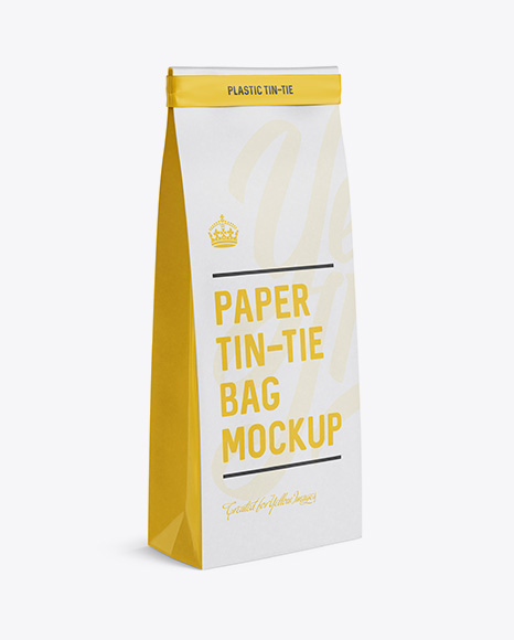 Download Paper Bag With A Plastic Tin Tie Psd Mockup Halfside View Mockup Quadros Psd PSD Mockup Templates