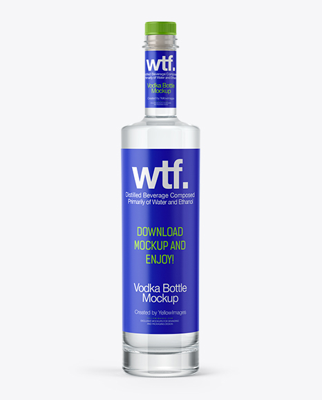 Download 750ml Flint Glass Kendo Bottle With Vodka Psd Mockup PSD Mockup Templates