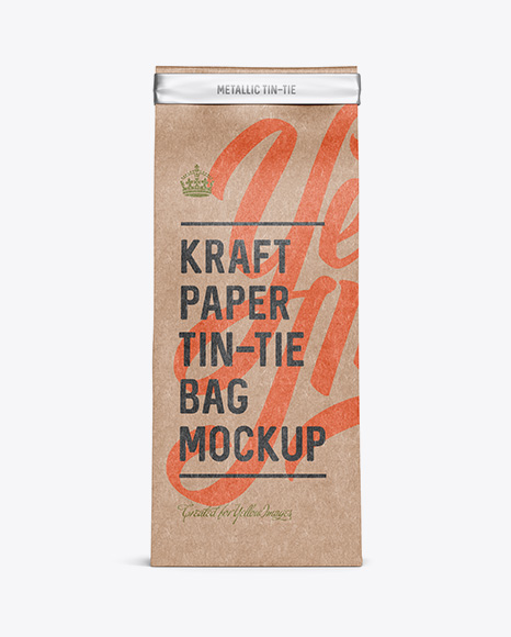 Download Download Kraft Paper Bag W A Metallic Paper Tin Tie Mockup Front View Object Mockups Free 3d Logo Mockup Vectors And Psd Files PSD Mockup Templates