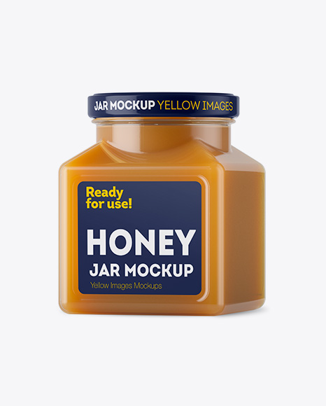 Download Glass Raw Honey Jar Psd Mockup Halfside View Best New Packaging Mockups Yellowimages Mockups