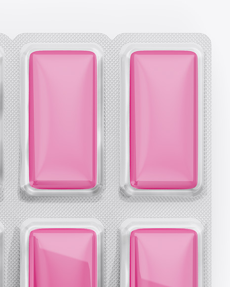 Chewing Gum Blister Package Mockup - Top View in Packaging Mockups on