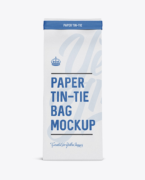 Paper Bag with a Paper Tin-Tie PSD Mockup Front View