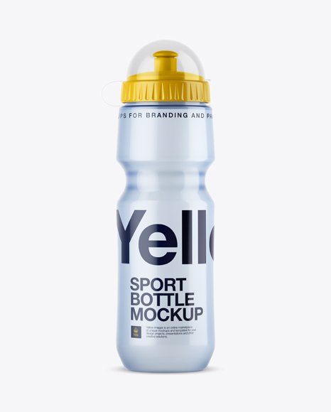 Transparent Plastic Sport Bottle Mockup in Bottle Mockups on Yellow
