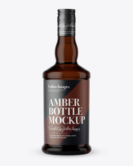 Amber Glass Bottle PSD Mockup