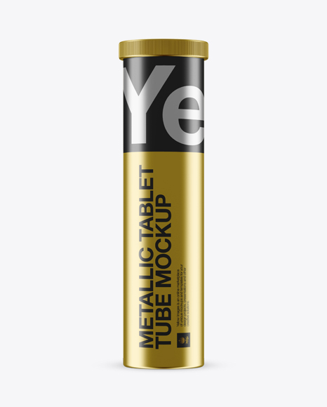 Download Metallic Effervescent Tablets Tube Mockup - Eye-Level Shot in Tube Mockups on Yellow Images ...