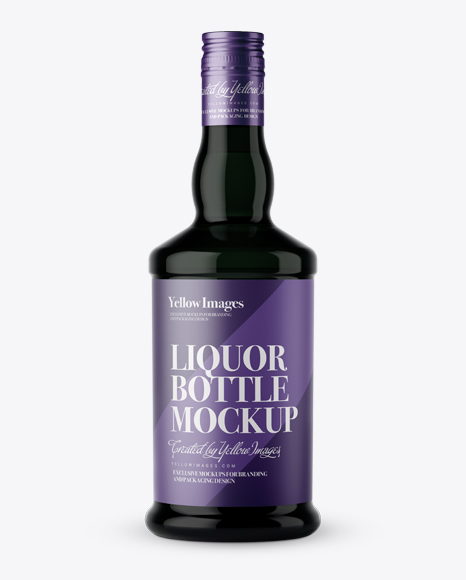 Dark Green Glass Bottle PSD Mockup Front View