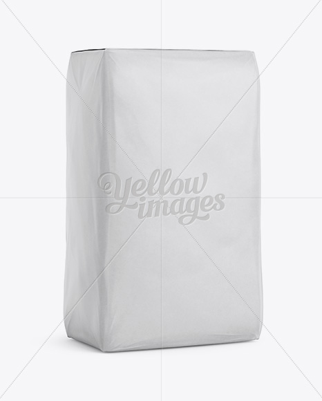 Cement Paper Bag Mockup - Halfside View in Bag & Sack Mockups on Yellow