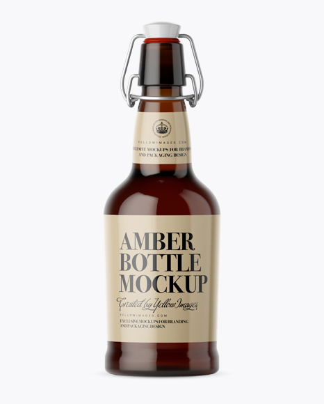 Download Amber Glass Beugel Bottle Psd Mockup PSD Mockup Templates