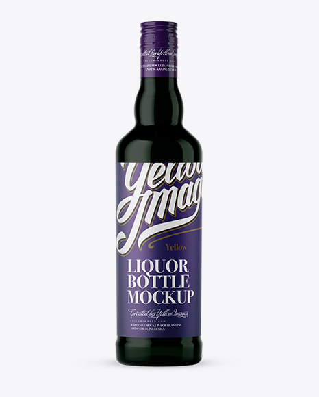 Dark Green Glass Bottle PSD Mockup Front View