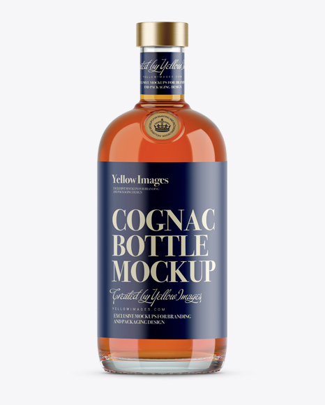 700ml Clear Glass Cognac Bottle PSD Mockup