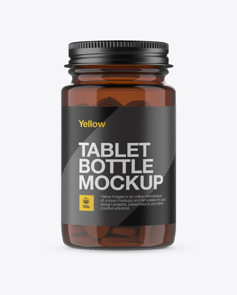 Download Amber Pill Bottle W Metal Cap Mockup Front View Free Mockup Premium