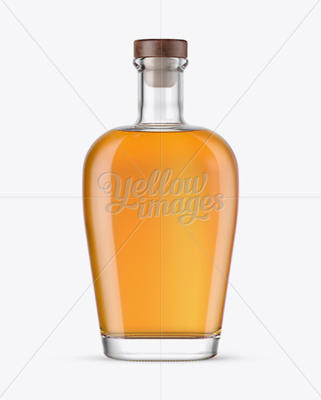 Download Flint Glass Whisky Bottle With Wooden Cork Mockup in Bottle Mockups on Yellow Images Object Mockups