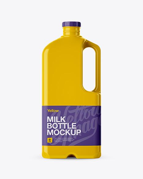 2L Gloss Plastic Milk Jug Mockup - Side View