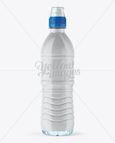 Download 500ml Water Bottle with Sport Cap Mockup - Shrink Sleeve Labeling in Bottle Mockups on Yellow ...