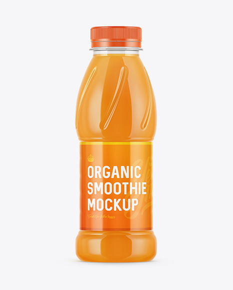 Download Plastic Bottle W/ Carrot Smoothie Mockup