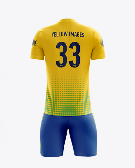 Download Men's Full Soccer Kit with V-Neck Shirt Mockup (Back View ...
