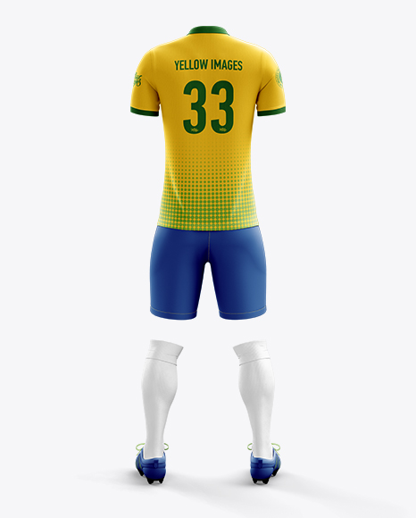 Men’s Full Soccer Kit with Polo Shirt Mockup (Back View) in Apparel