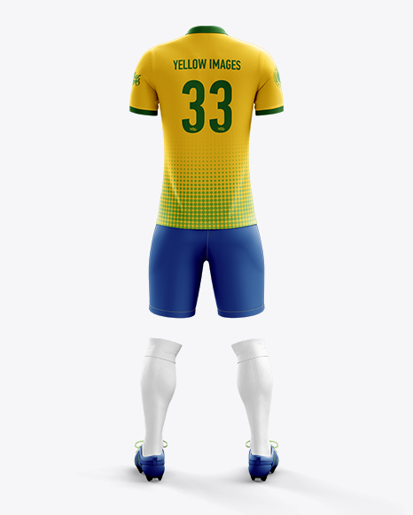 Men's Full Soccer Kit with Polo Shirt Mockup (Back View ...