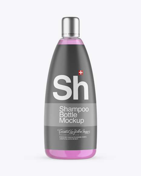 Clear Plastic Bottle W/ Pink Shampoo Mockup