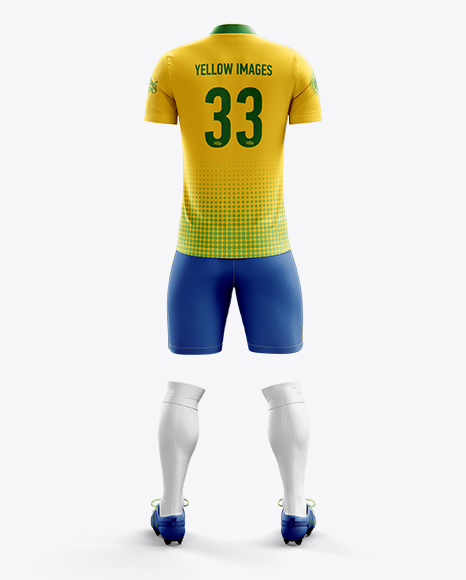 Men S Full Soccer Kit With Mandarin Collar Shirt Psd Mockup Back View Mockup Psd 68573 Free Psd File Templates