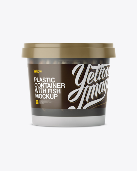 Download Frosted Plastic Container With Fish Mockup - Eye-Level Shot