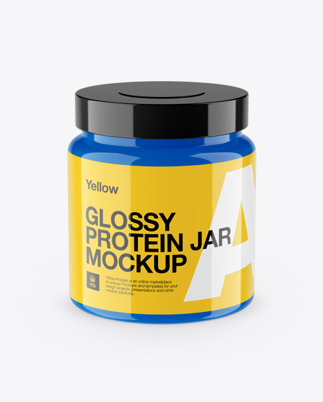 Download Free Mockups Glossy Protein Jar Mockup Front View High Angle Shot Object Mockups New Download 2556457 Psd Mockup Design Image Bottle PSD Mockup Templates