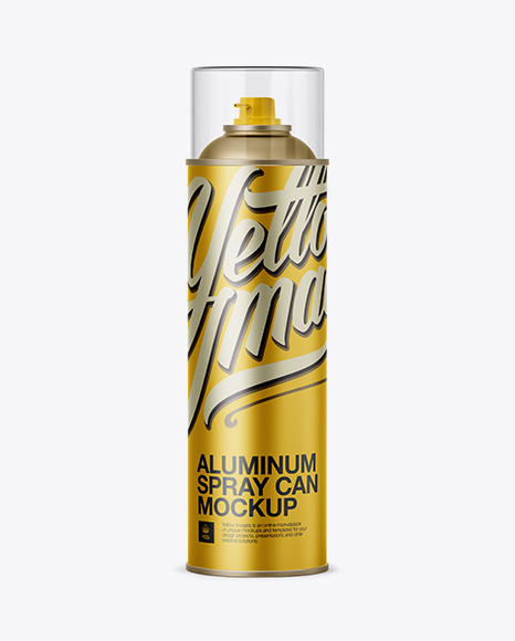 Aluminum Spray Can with Clear Cap PSD Mockup