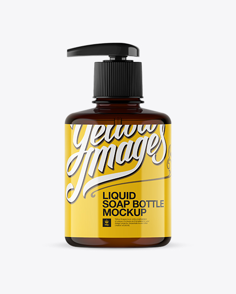 Download Glossy Liquid Soap Bottle With Pump Mockup Front View Amber Liquid Soap Bottle Mockup Amber Liquid PSD Mockup Templates