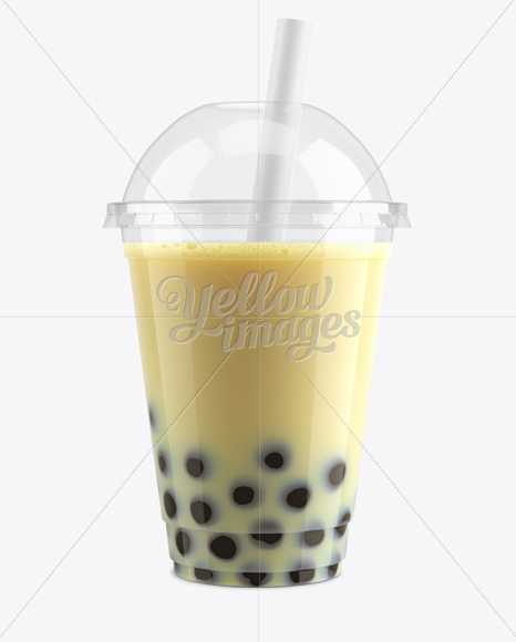 Banana Bubble Tea Cup Mockup - Front View in Cup & Bowl Mockups on