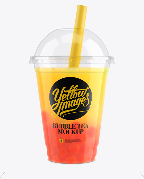 Download Orange Bubble Tea Cup Mockup - Front View in Cup & Bowl Mockups on Yellow Images Object Mockups