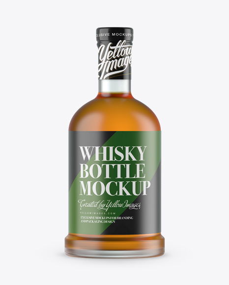 Frosted Glass Whiskey Bottle PSD Mockup