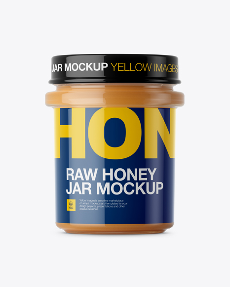 Download Glass Raw Honey Jar Mockup Front View Free Mockup Template Download Yellowimages Mockups