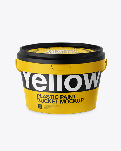 Plastic Paint Bucket PSD Mockup Front view High-Angle Shot 101.6 MB