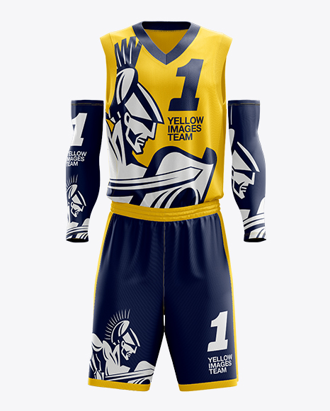 Men's Full Basketball Kit with V-Neck Jersey Mockup (Front ...