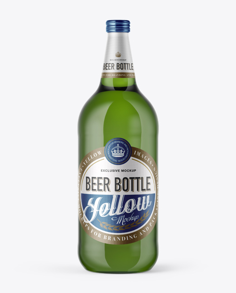 40oz Green Glass Bottle with Lager Beer PSD Mockup 17.83 MB