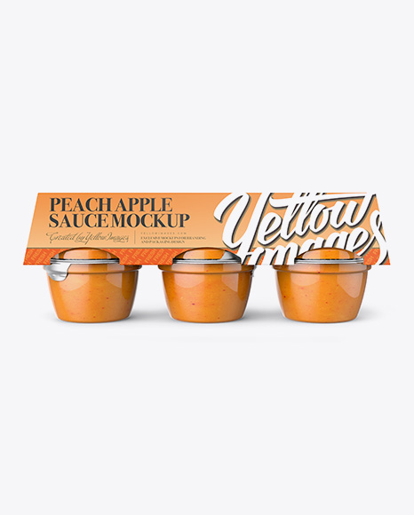 Peach Apple Sauce 6-4 Oz. Cups Mockup - Front View